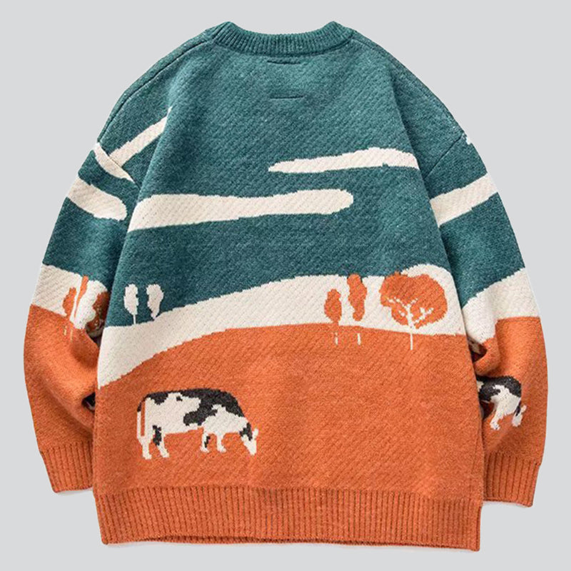 Blue Sky Dairy Cattle Knitted Sweater