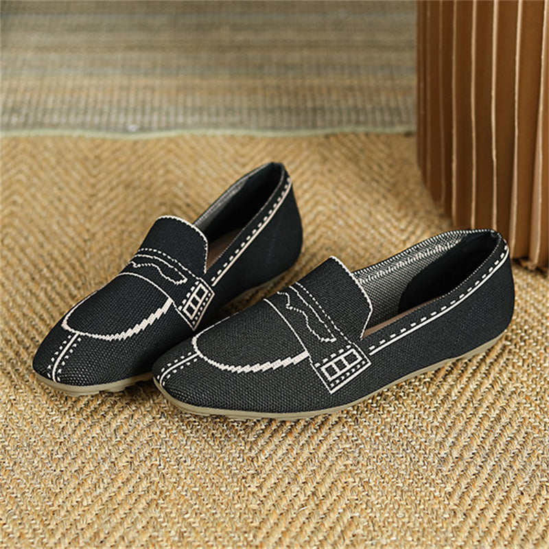 Slip On Square Toe Knit Loafers