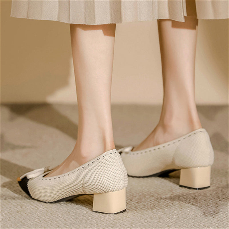 Bowknot Pointed Toe Block Heels