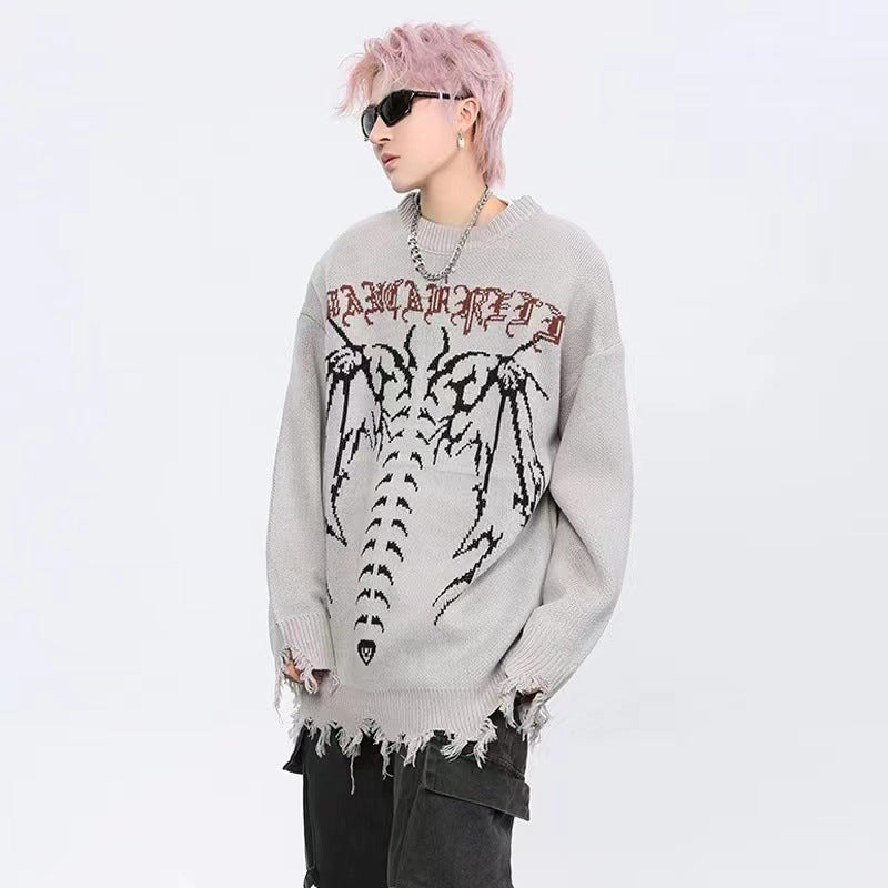 Punk Style Bumblebee Raw Edge Sweater