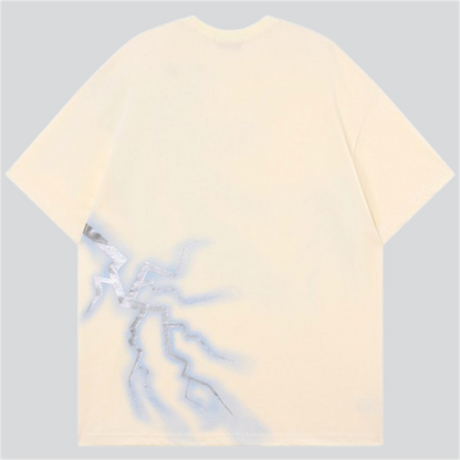 Lightning Print Crew Neck Tees