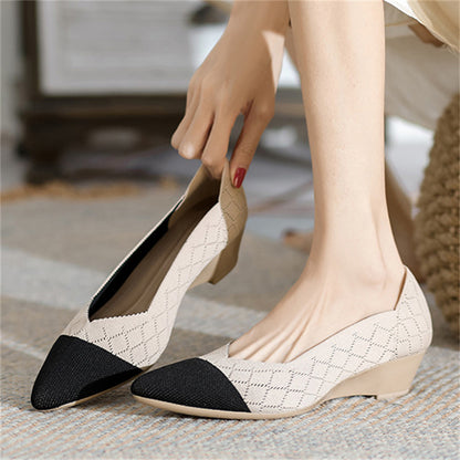 Casual Pointed Toe Wedge Heels