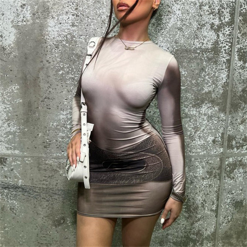 3D Body Print Mini Dress