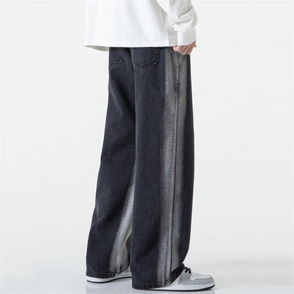 Washed Contrast Color Drawstring Jeans