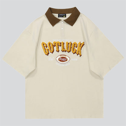 "Got Luck" Letter Flocking Tees