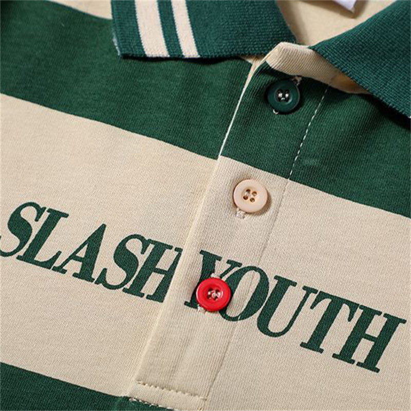 "Slash Youth" Letter Print Polo Shirt