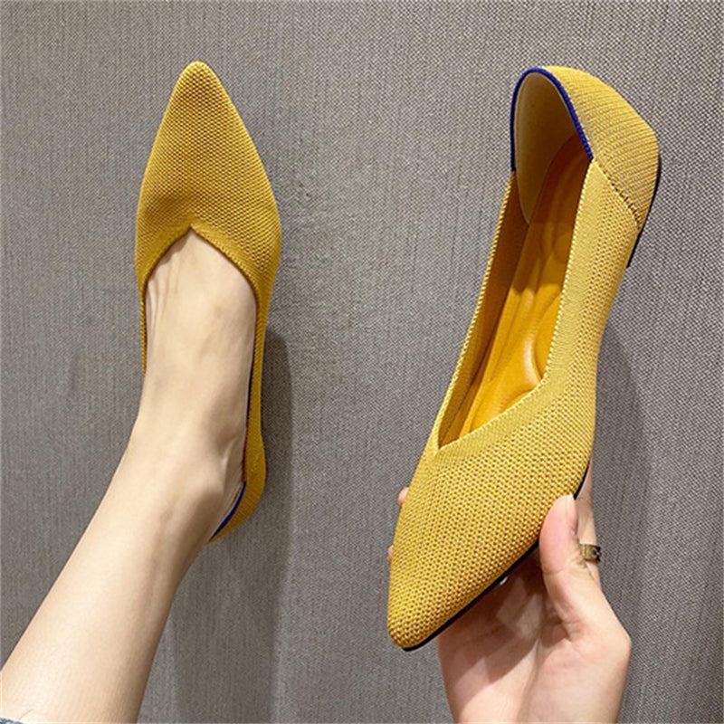 Fashionable Pointed Toe Knit Flats