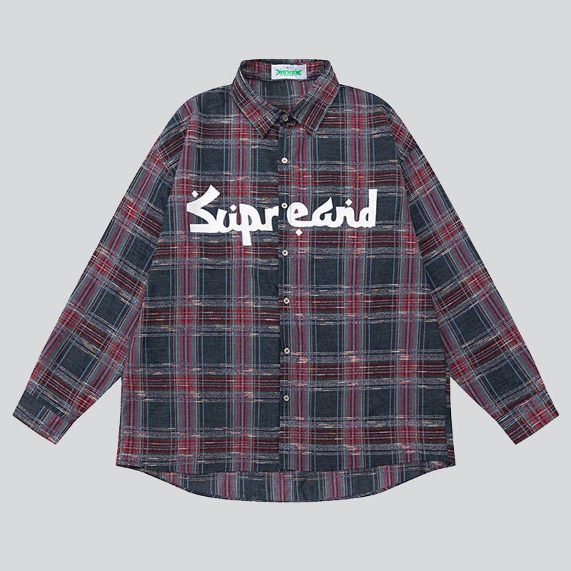 Letter Graffiti Vintage Plaid Shirts