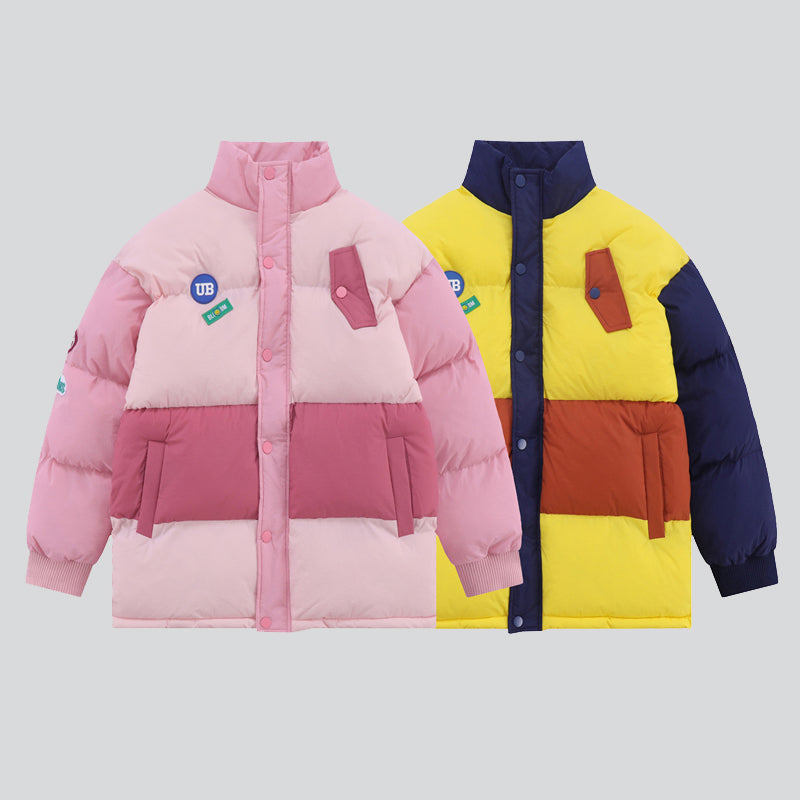 Couple Color Block Cotton-padded Coat