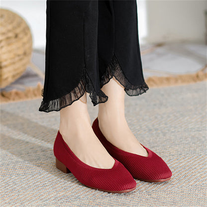 Vintage Simple Square Toe Block Heel Shoes