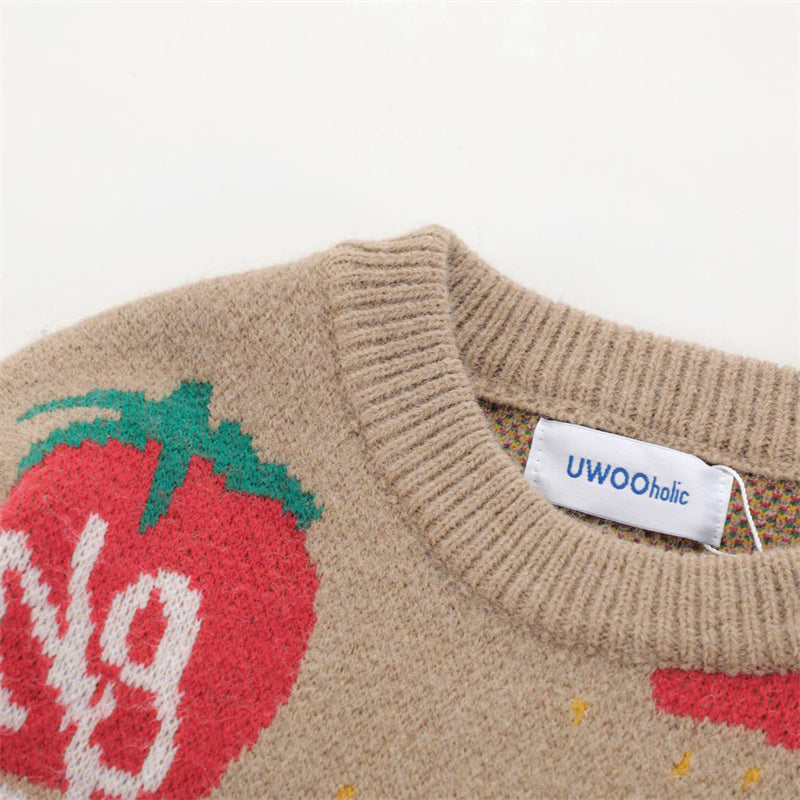 Tomato Contrast Color Knitted Sweater