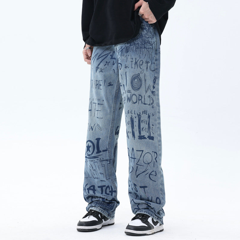 Letters Graffiti Jeans