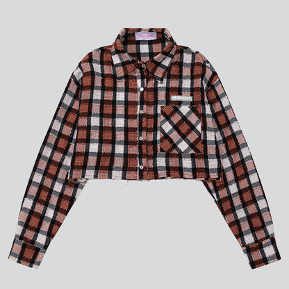 Plaid Patchwork Half Shirt