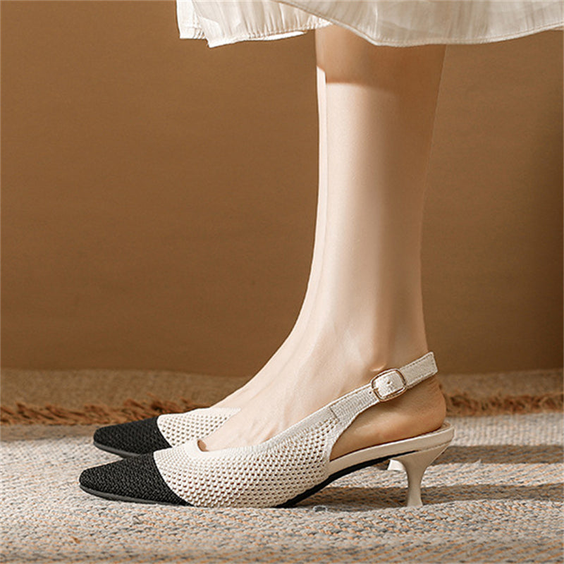 Contrast Color Pointy Toe Sandals