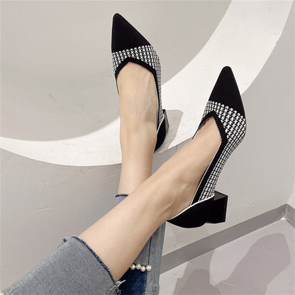 Summer Cozy Pointed Toe Chunky Mid Heels