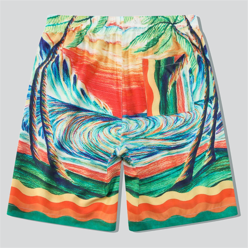 Sunset Palm Tree Print Shirt + Beach Shorts