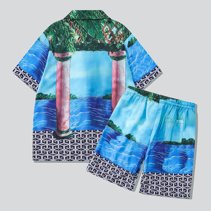 Babylon Style Blue Sea Print Summer Outfits
