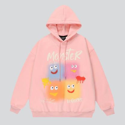 Smiling Little Monster Print Hoodie