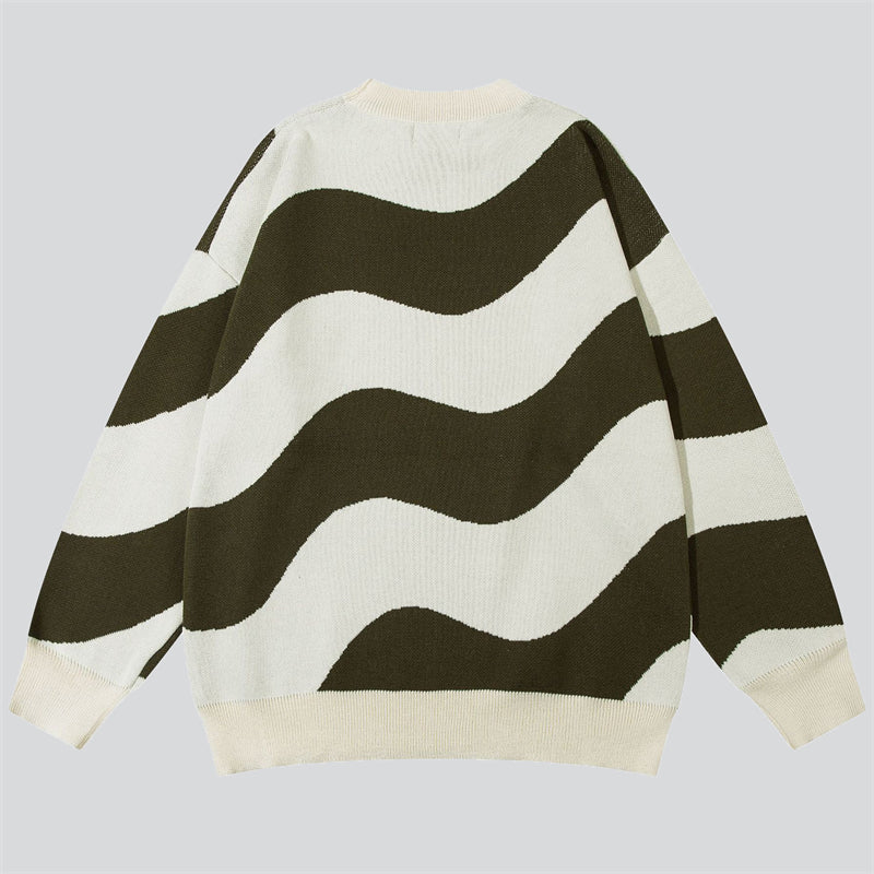 Wavy Stripes Round Neck Sweater