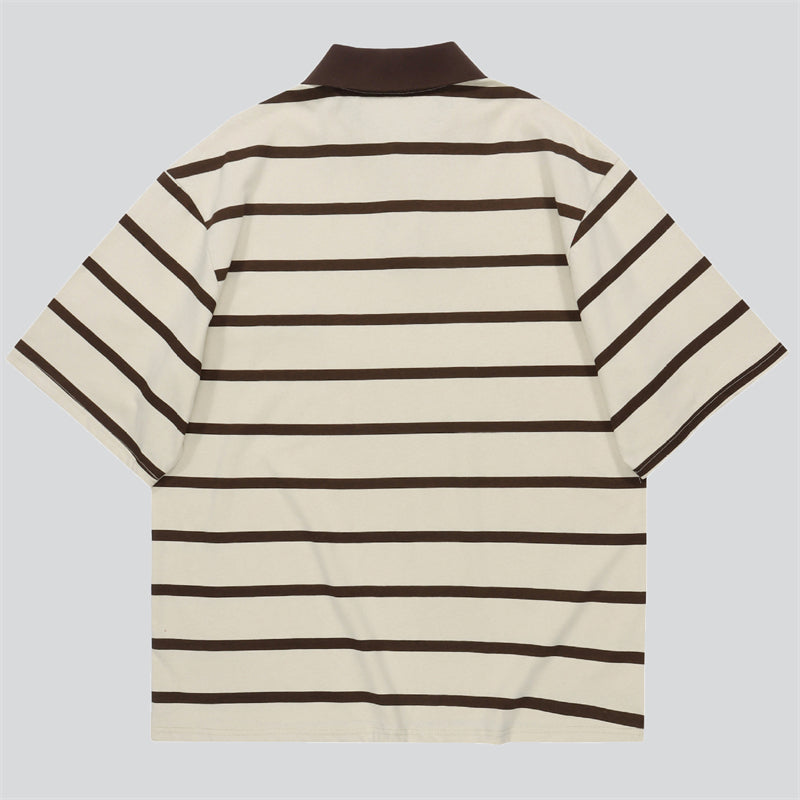 Summer Stripe Short Sleeve Polo Shirt