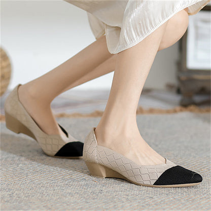 Casual Pointed Toe Wedge Heels