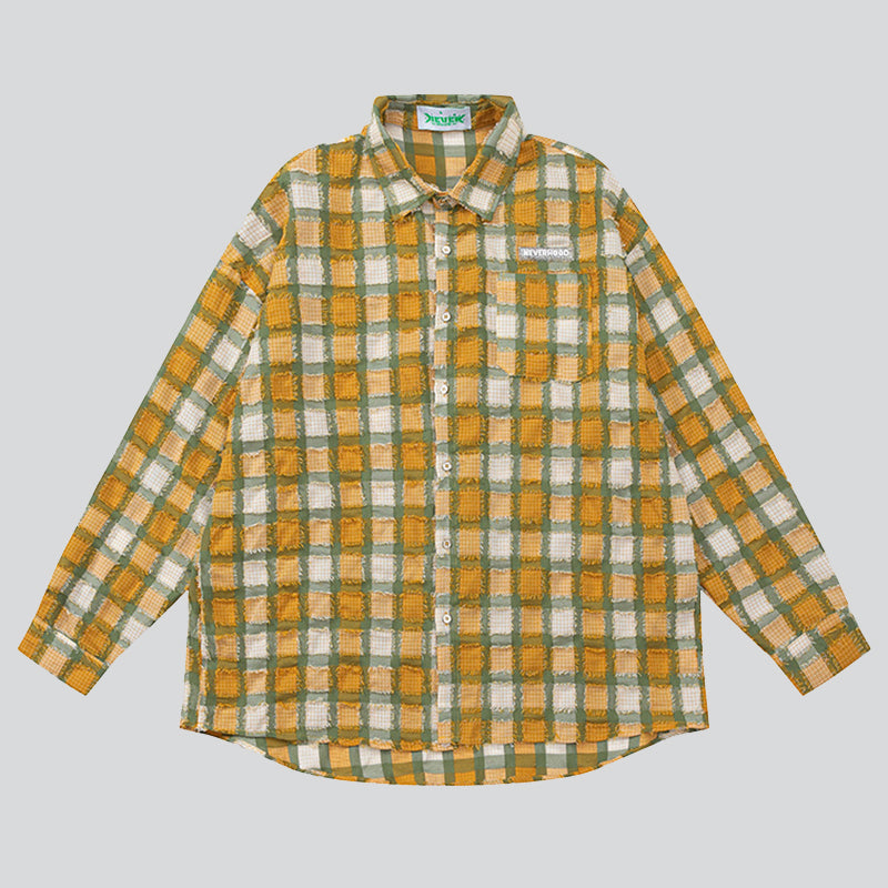 Yellow and Red Plaid Casual Shirt