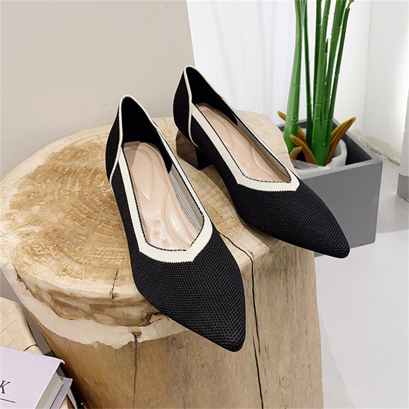 Summer Cozy Pointed Toe Chunky Mid Heels