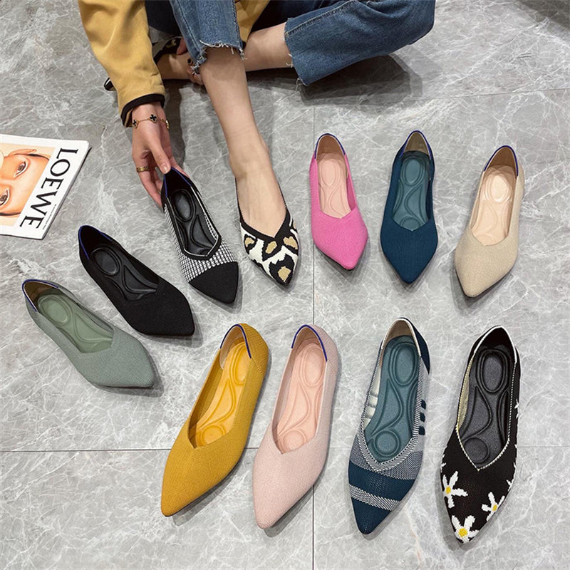 Fashionable Pointed Toe Knit Flats