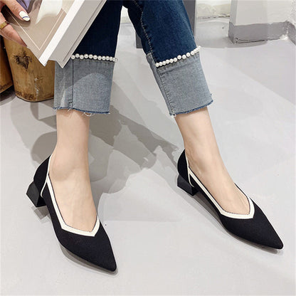 Summer Cozy Pointed Toe Chunky Mid Heels