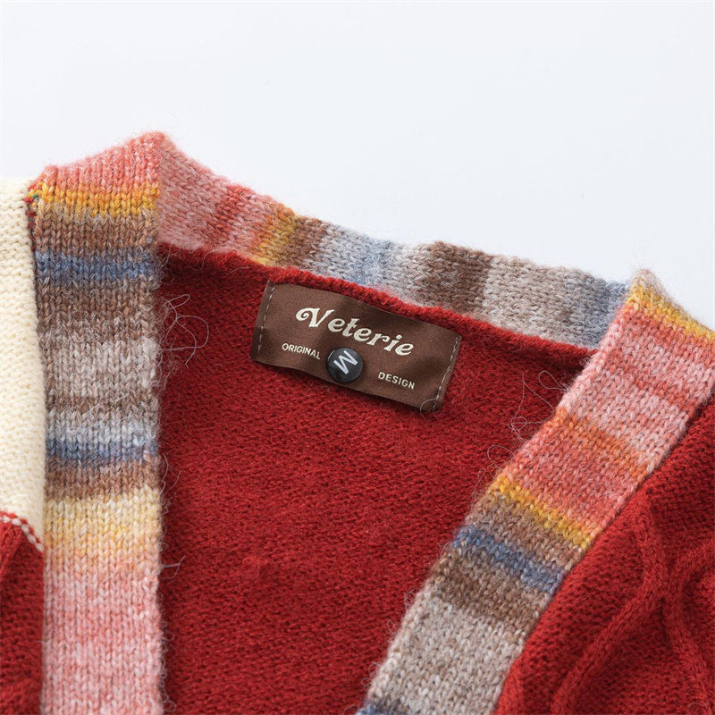 Color Block Striped Embroidered Sweater