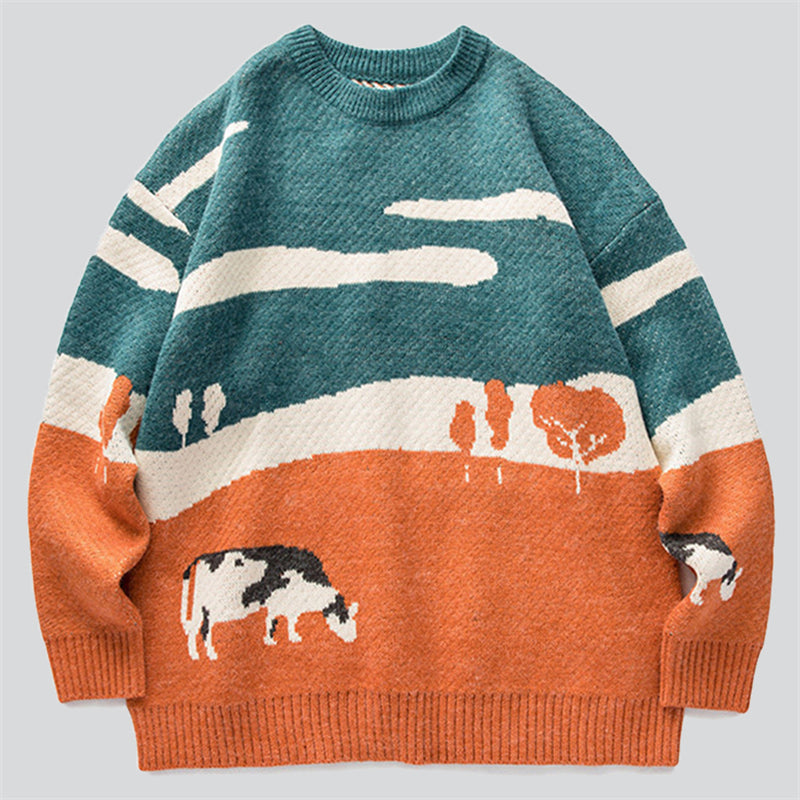 Blue Sky Dairy Cattle Knitted Sweater