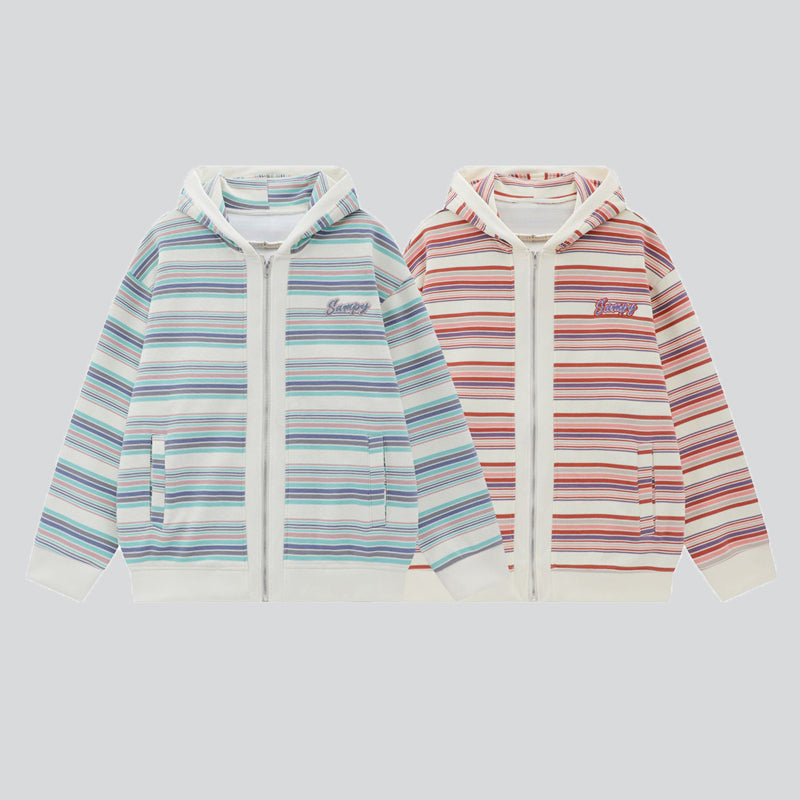 Multi-coloured Stripes Hoodie with Pockets