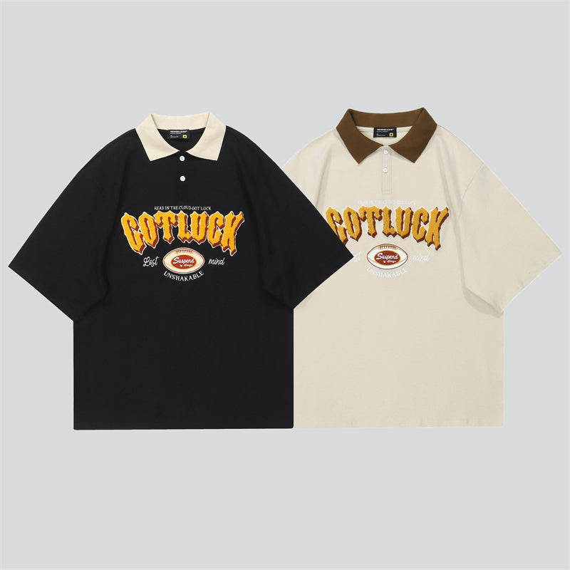 "Got Luck" Letter Flocking Tees