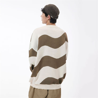 Wavy Stripes Round Neck Sweater