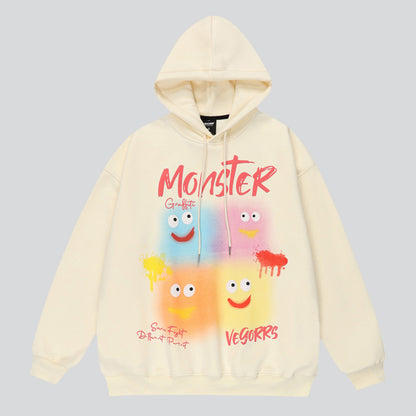 Smiling Little Monster Print Hoodie