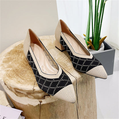 Summer Cozy Pointed Toe Chunky Mid Heels