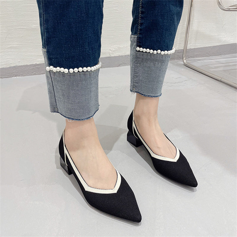 Summer Cozy Pointed Toe Chunky Mid Heels