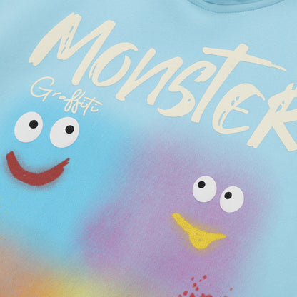 Smiling Little Monster Print Hoodie