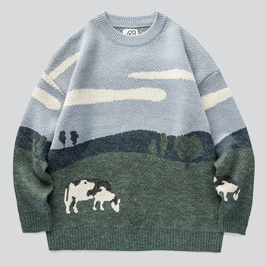 Blue Sky Dairy Cattle Knitted Sweater