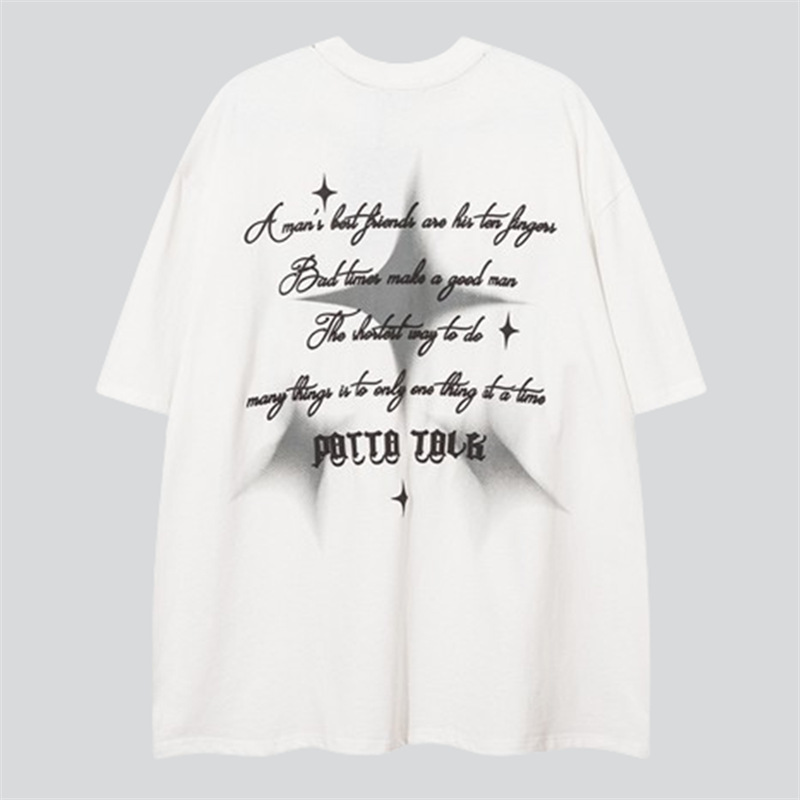 Hip-Hop Metal Chain Letter Print Tees