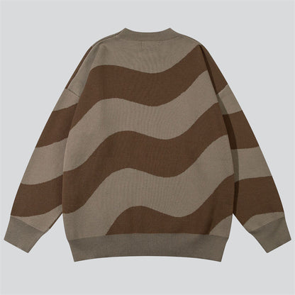 Wavy Stripes Round Neck Sweater