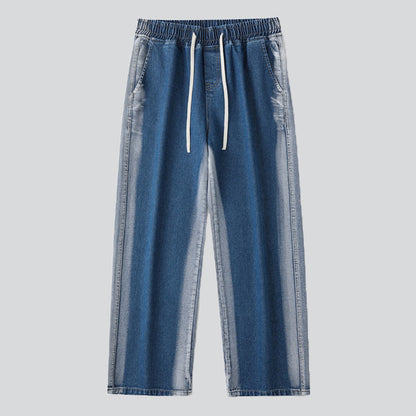 Washed Contrast Color Drawstring Jeans