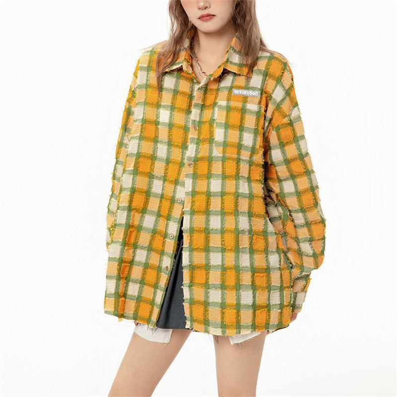 Yellow and Red Plaid Casual Shirt