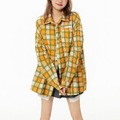 Yellow and Red Plaid Casual Shirt