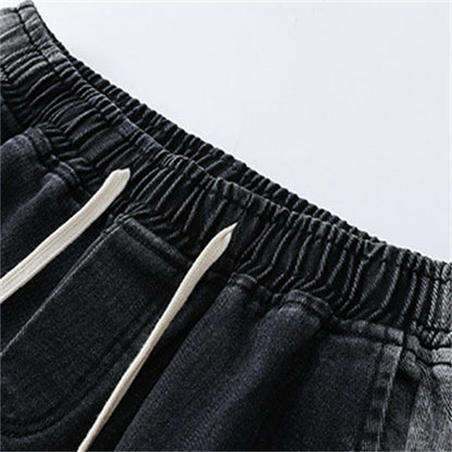 Washed Contrast Color Drawstring Jeans