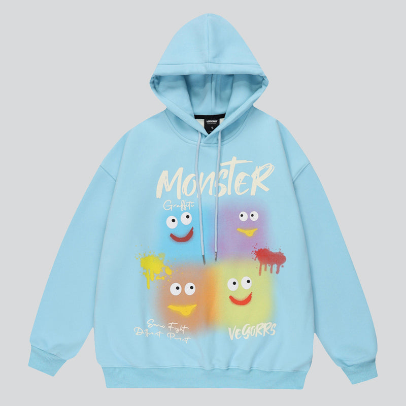 Smiling Little Monster Print Hoodie