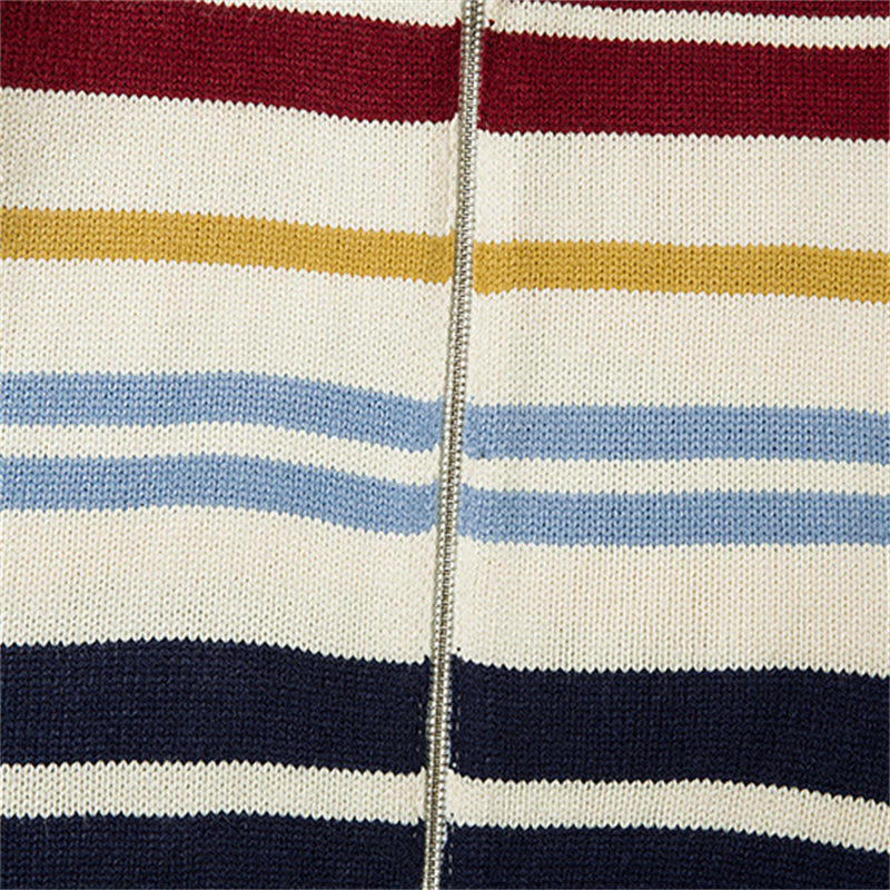 Zip Up Striped Sweater