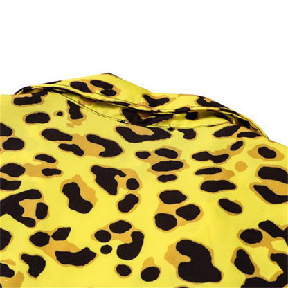 Yellow Leopard Print Beach Shirt