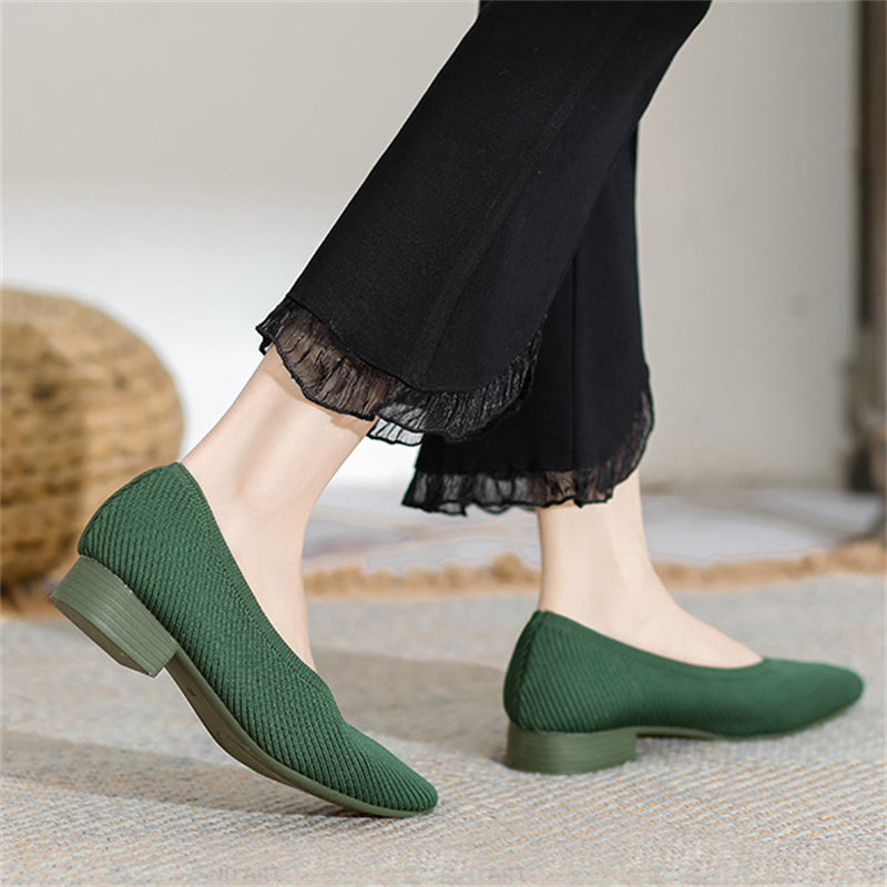 Vintage Simple Square Toe Block Heel Shoes