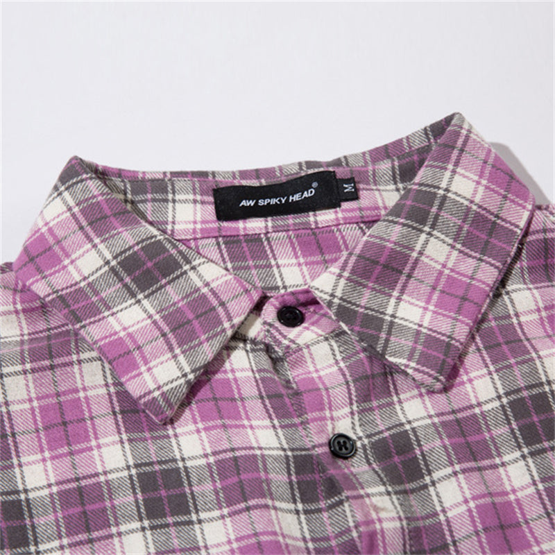 Summer Lapel Vintage Plaid Shirt